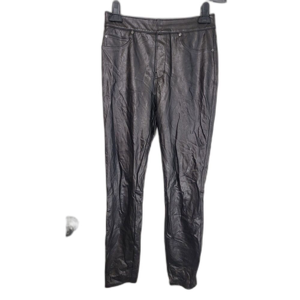 Spanx Faux Vegan Leather Mid Rise Skinny Stretch Pants Leggings